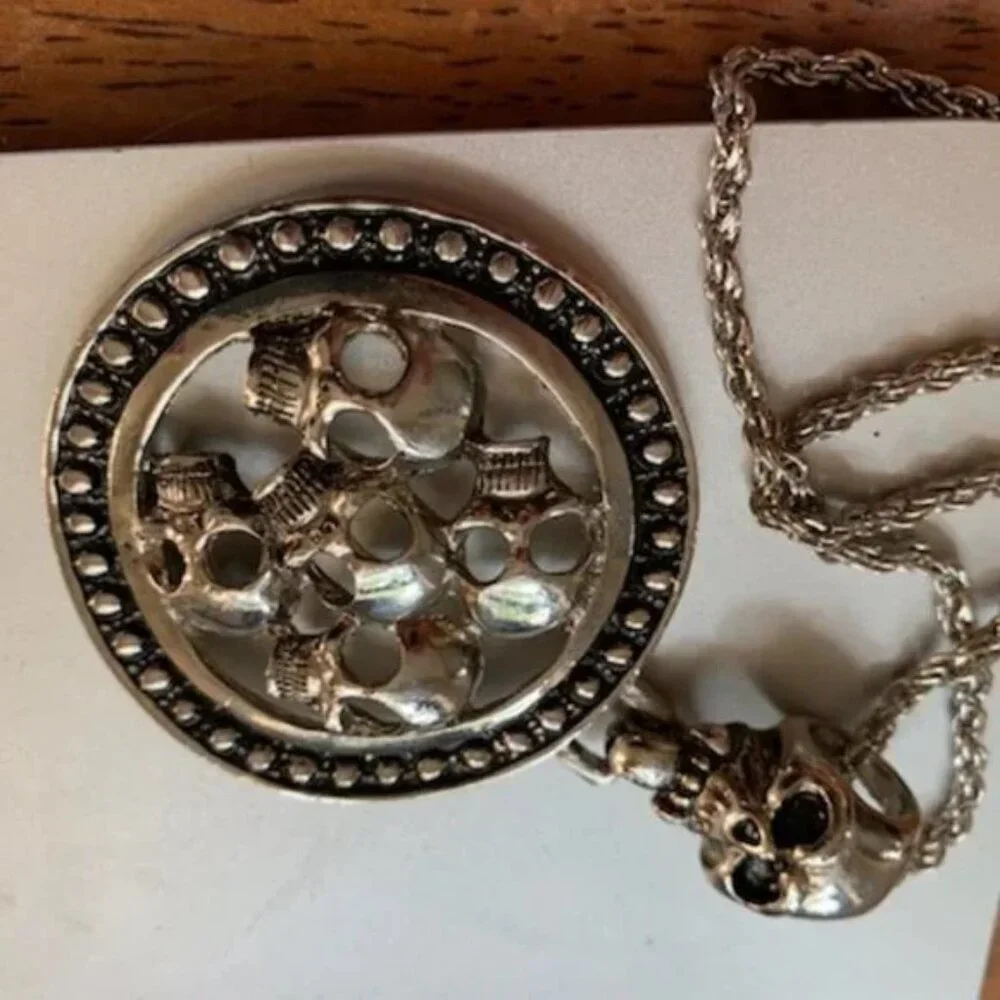 Vintage Skull and Medallion Necklace (Mens Listing)